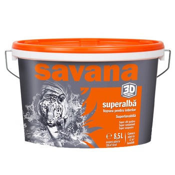 Vopsea superlavabila Savana 3D ACTIV, superalba, pentru interior, 8.5L Vopsea superlavabila Savana 3D ACTIV, superalba, pentru interior, 8.5L