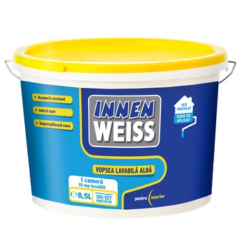 Vopsea lavabila INNENWEISS, alba, pentru interior 8.5L Vopsea lavabila INNENWEISS, alba, pentru interior 8.5L