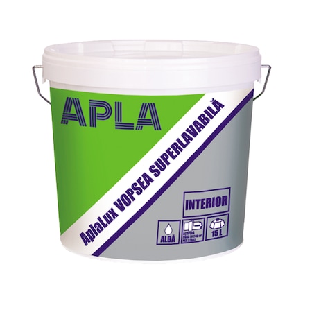 Vopsea superlavabila AplaLux, alba, pentru interior 15L