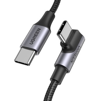 Cablu de date/ Incarcare UGREEN, Unghiular, USB-C la USB-C, US334 5A, PD 100W, 1m, Negru Cablu de date/ Incarcare UGREEN, Unghiular, USB-C la USB-C, US334 5A, PD 100W, 1m, Negru