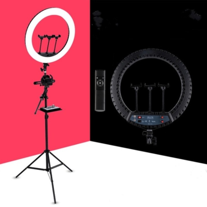 Lampa circulara MAKE UP 52cm LED RING LIGHT 72w, trepied,3suporti, 4 USB, telecomanda