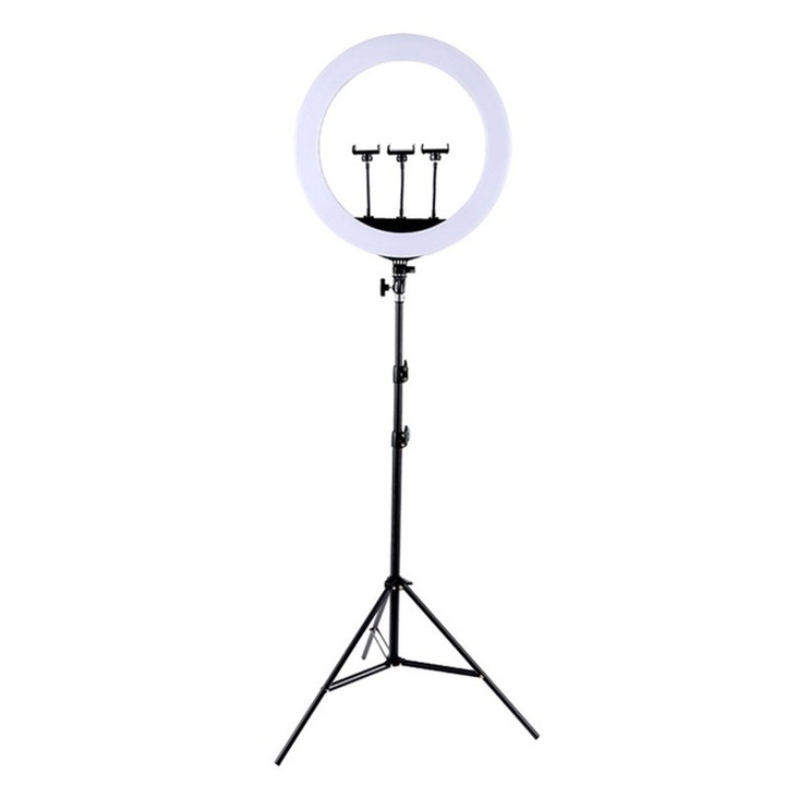 Lampa circulara MAKE UP 52cm LED RING LIGHT 72w, trepied,3suporti, 4 USB, telecomanda