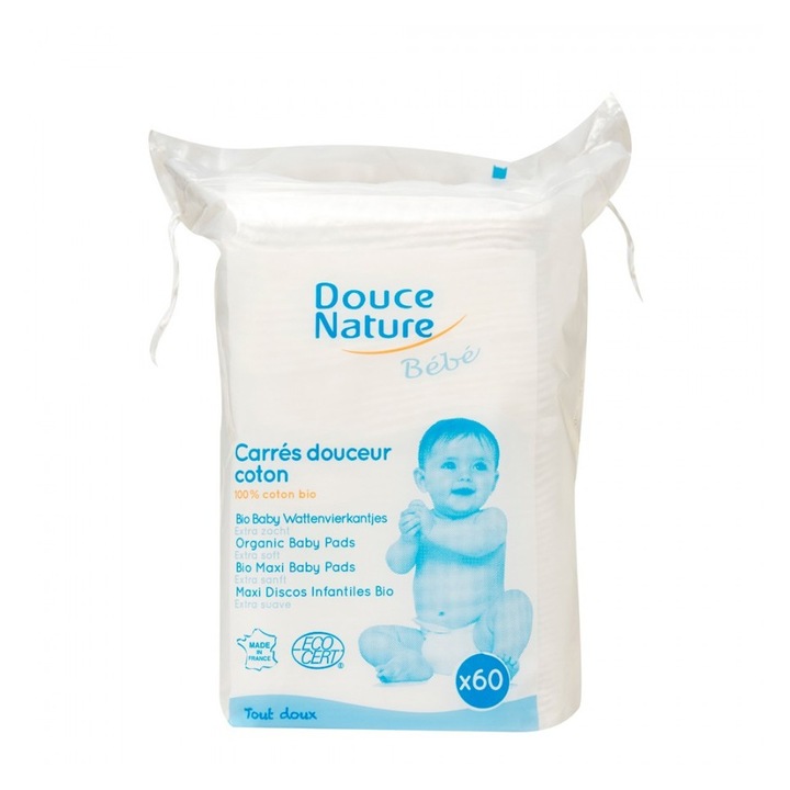 Сухи бебешки кърпички Douce Nature, 60 бр, 200гр
