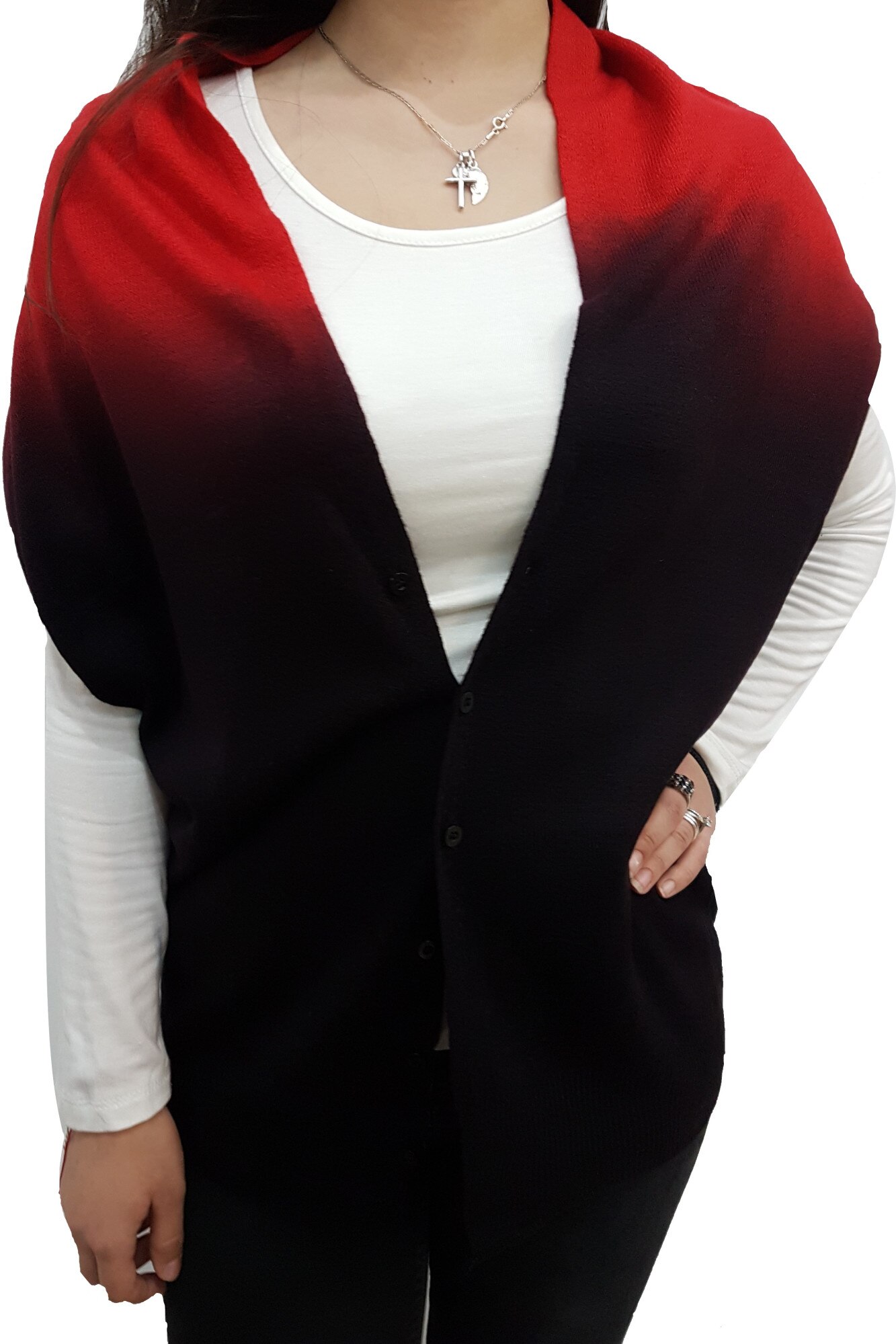 Esarfa dama, rosu, in degrade, dimensiune 168x57 cm