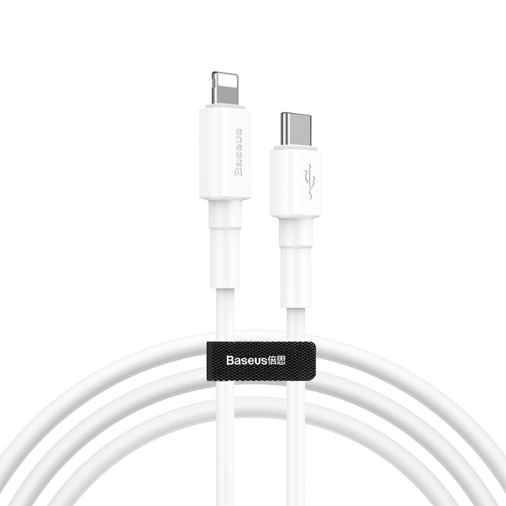Cablu de incarcare, Baseus, Pentru iPhone, 18 W, 1 m, Alb