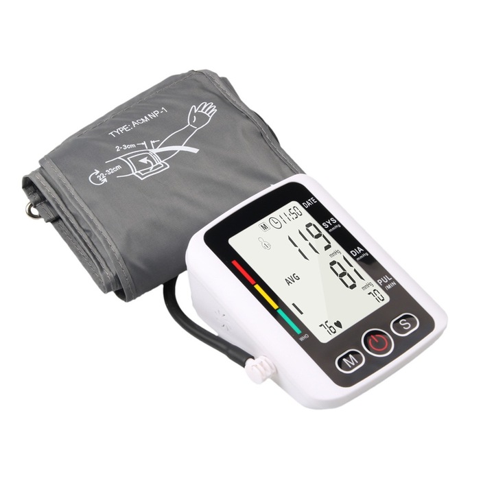 Elektromos készülék a vérnyomás mérésére, Hangjelzés, 20-280mmHg rögzítésére