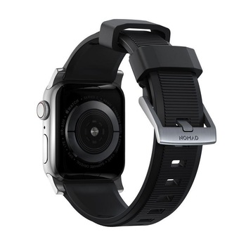 Curea rezistenta la apa NOMAD Rugged Strap Apple Watch 1/2/3/4/5/6/7/SE (38/40/41mm) Black/Silver Curea rezistenta la apa NOMAD Rugged Strap Apple Watch 1/2/3/4/5/6/7/SE (38/40/41mm) Black/Silver
