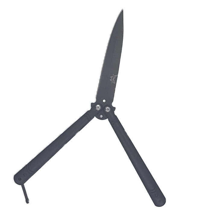 Нож пеперуда, Balisong 21,5 см, черен, 2 скоби