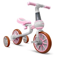 Bicicleta iMK® echilibru bicicleta 4in1 pedale si roti laterale, alb/roz