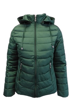 Geaca matlasata cu gluga dama, Univers Fashion, culoare verde, marime S Geaca matlasata cu gluga dama, Univers Fashion, culoare verde, marime S