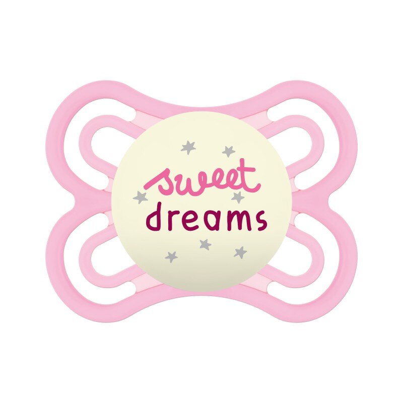 Suzeta ortodontica din silicon MAM Perfect Night 712838, Roz 0+ luni