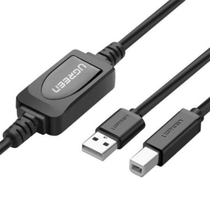 Cablu USB 2.0 activ AB UGREEN US122 la imprimanta, 15 m (negru)