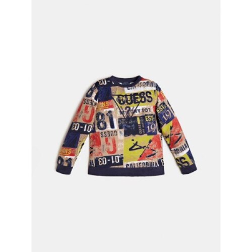 Bluza baiat , Guess , multicolor , cu manseta la maneca si in talie , 7 ani