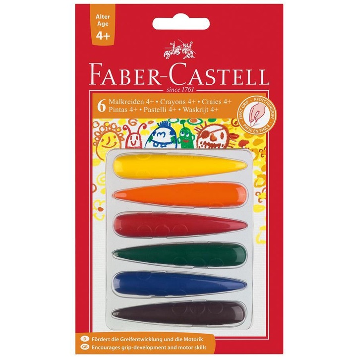 Creioane Cerate Degete Faber-Castell, 6 culori