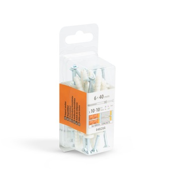 Set 20 dibluri de impact pentru caramida si beton, Handy, 6 x 40 mm, Alb Set 20 dibluri de impact pentru caramida si beton, Handy, 6 x 40 mm, Alb