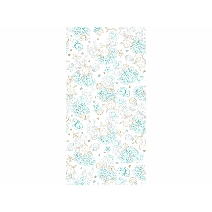 Folie cabina dus, Folina, sablare cu imprimeu corali, rola de 100x210 cm