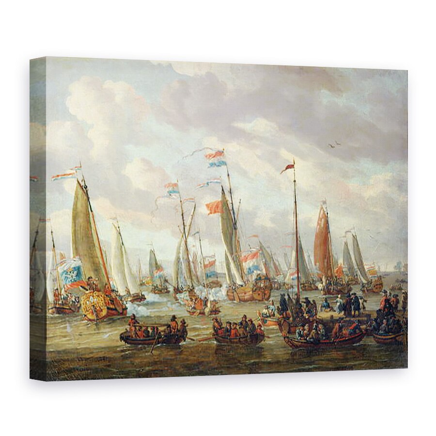 Tablou canvas - Abraham Storck - tarul Petru I 1672-1725 viziteaza Anglia in ianuarie 1698, 75 x 100 cm