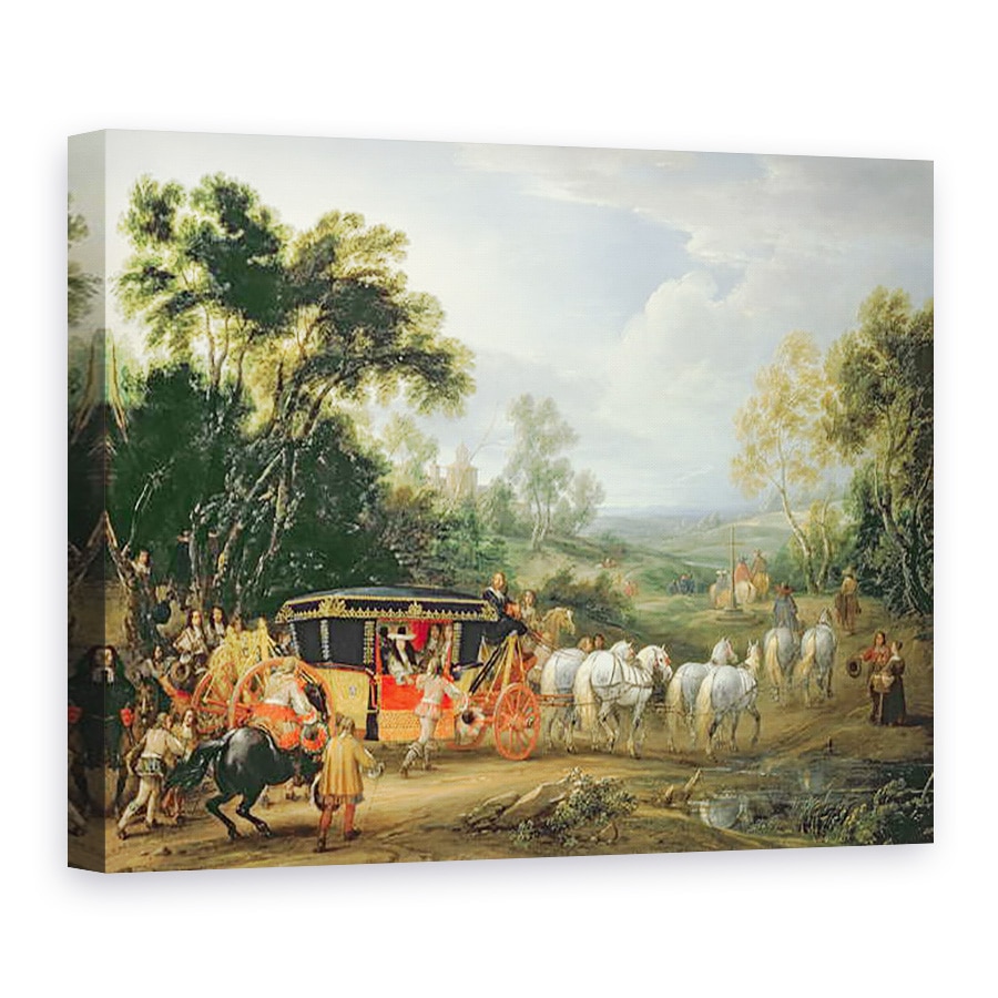 Tablou canvas - Adam Frans van der Meulen - Ludovic al XIV-lea 1638-1715, in antrenorul sau de stat, 75 x 100 cm