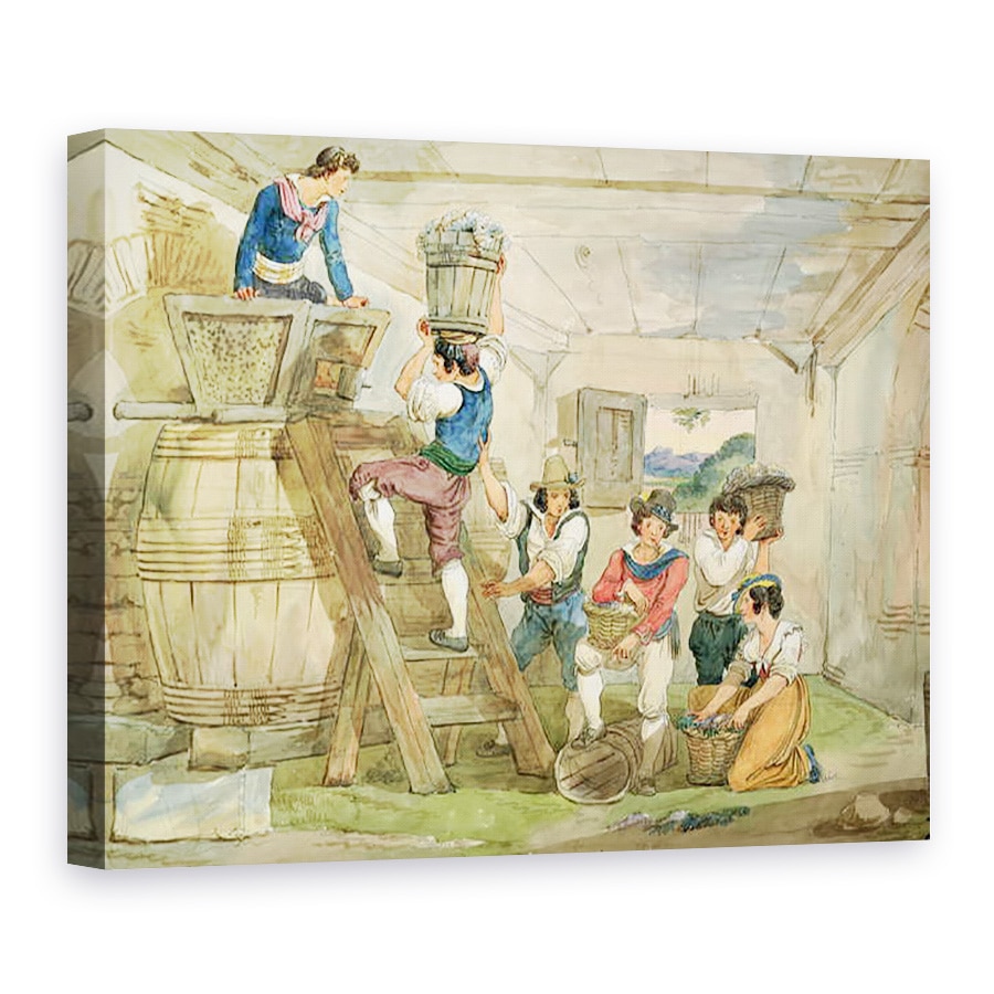 Tablou canvas - Achille Pinelli - Culegatorii de struguri care transporta struguri catre presa, 75 x 100 cm