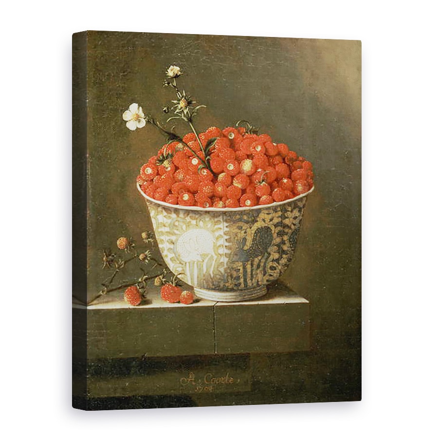 Tablou canvas - Adrian Coorte - Natura moarta cu capsuni salbatice intr-un castron chinezesc, 75 x 100 cm