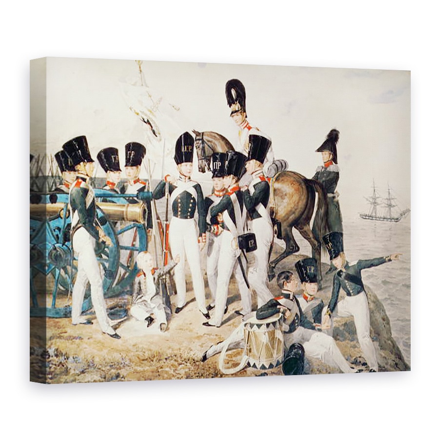 Tablou canvas - Aleksandr Pavlovich Bryullov - tarevici Alexandru 1818-81 cu cadetii sai de la Peterhof, 75 x 100 cm