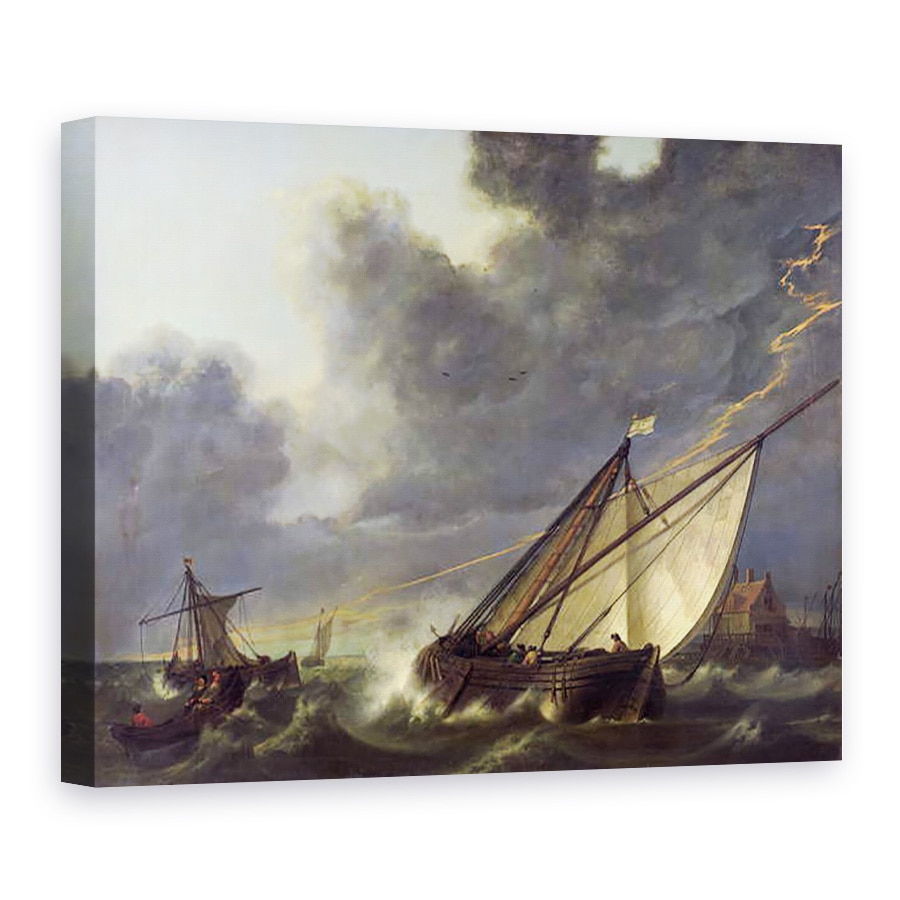 Tablou canvas - Aelbert Cuyp - Barci in estuarul Olandei Diep intr-o furtuna, 75 x 100 cm