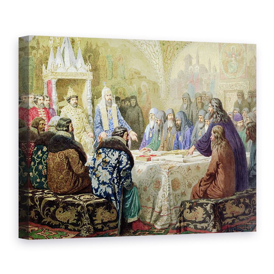 Tablou canvas - Aleksei Danilovich Kivshenko - Consiliul din 1634, inceputul disidentei Bisericii in Rusia, 75 x 100 cm