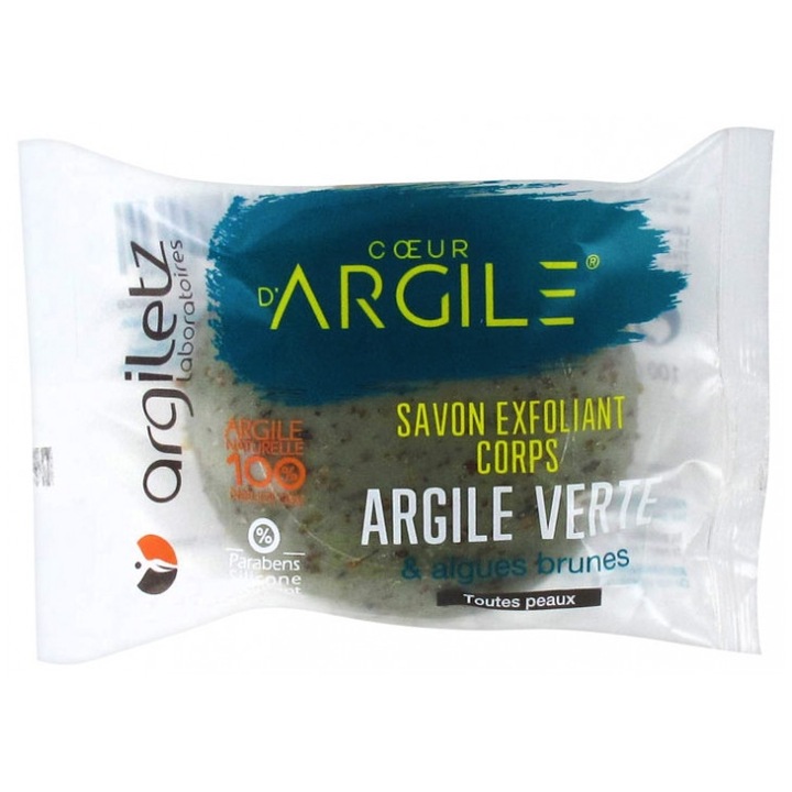 Sapun solid exfoliant cu argila verde si alge, Argiletz, 100g