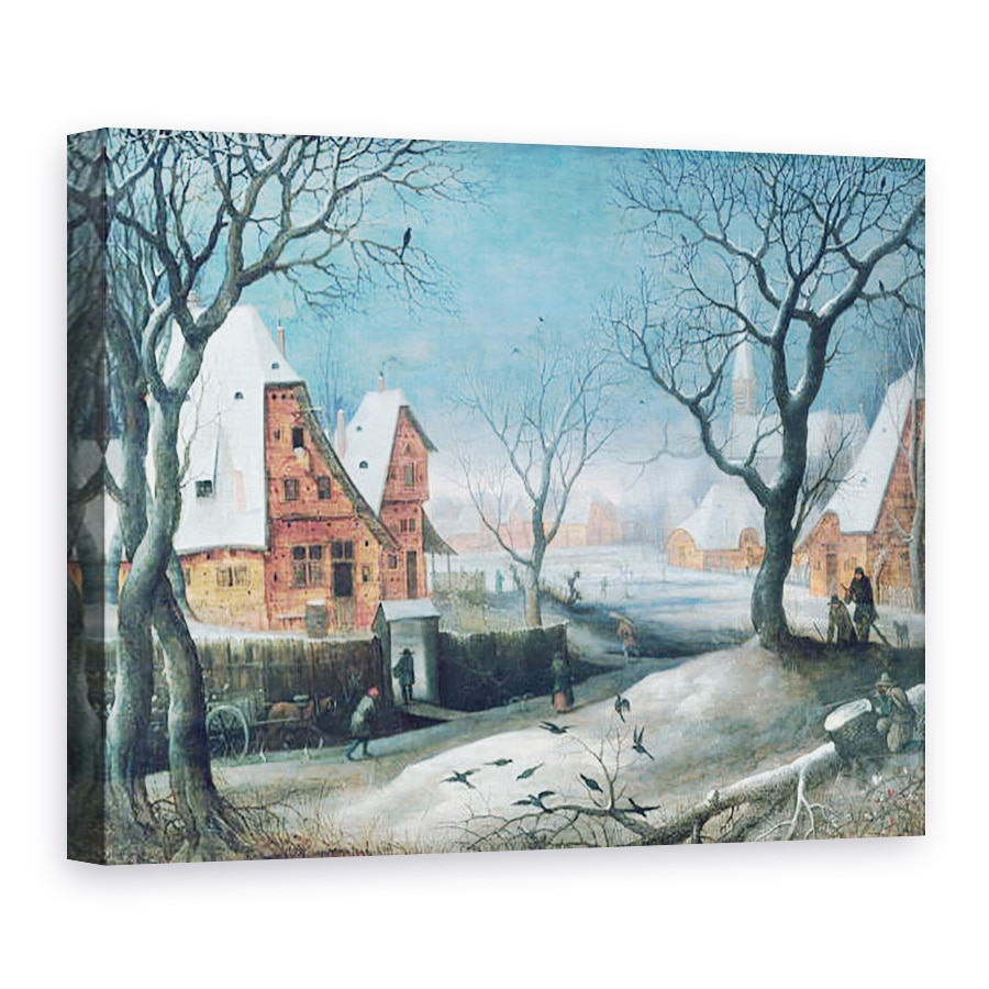 Tablou canvas - Adriaen van Stalbemt - Peisaj de iarna cu pasari, 75 x 100 cm