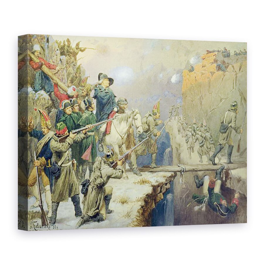 Tablou canvas - Aleksei Danilovich Kivshenko - Suvorov traversand Podul Diavolului in 1799, 75 x 100 cm