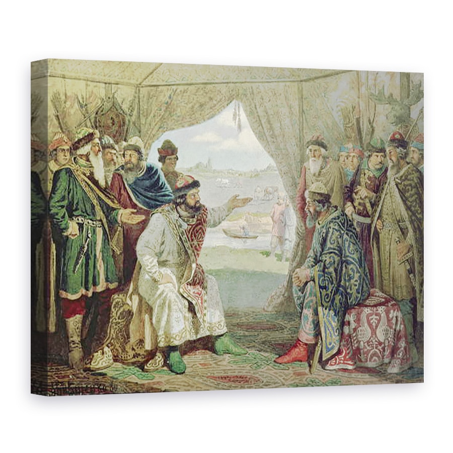 Tablou canvas - Aleksei Danilovich Kivshenko - Conventia Printilor cu Marele Duce Vladimir Monomakh al II-lea 1053-1125 la Dolob in 1103, 75 x 100 cm
