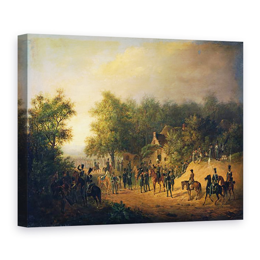 Tablou canvas - Alexander Ivanovich Sauerweid - Sosirea tarului Nicolae I in tabara, 75 x 100 cm