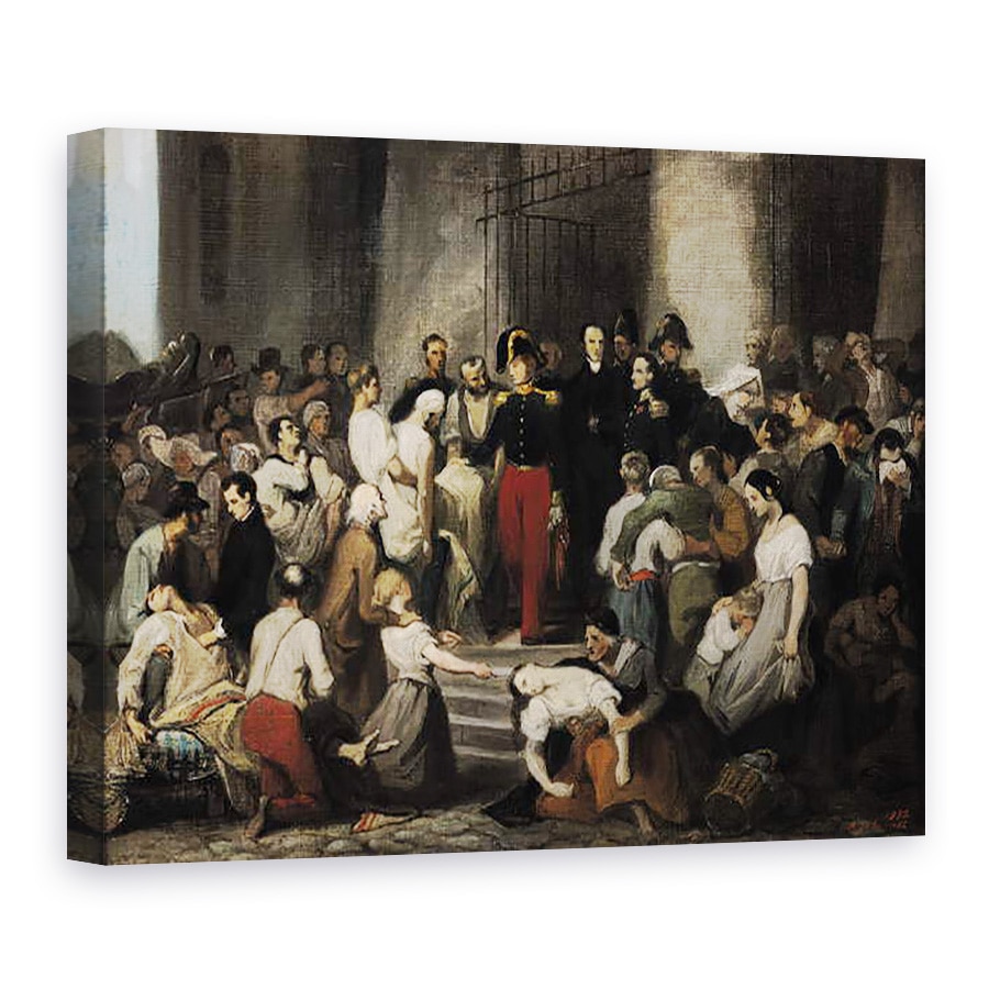 Tablou canvas - Alfred Johannot - Ducele de Orleans viziteaza bolnavii la lHotel-Dieu in timpul epidemiei de holera din 1832, 75 x 100 cm