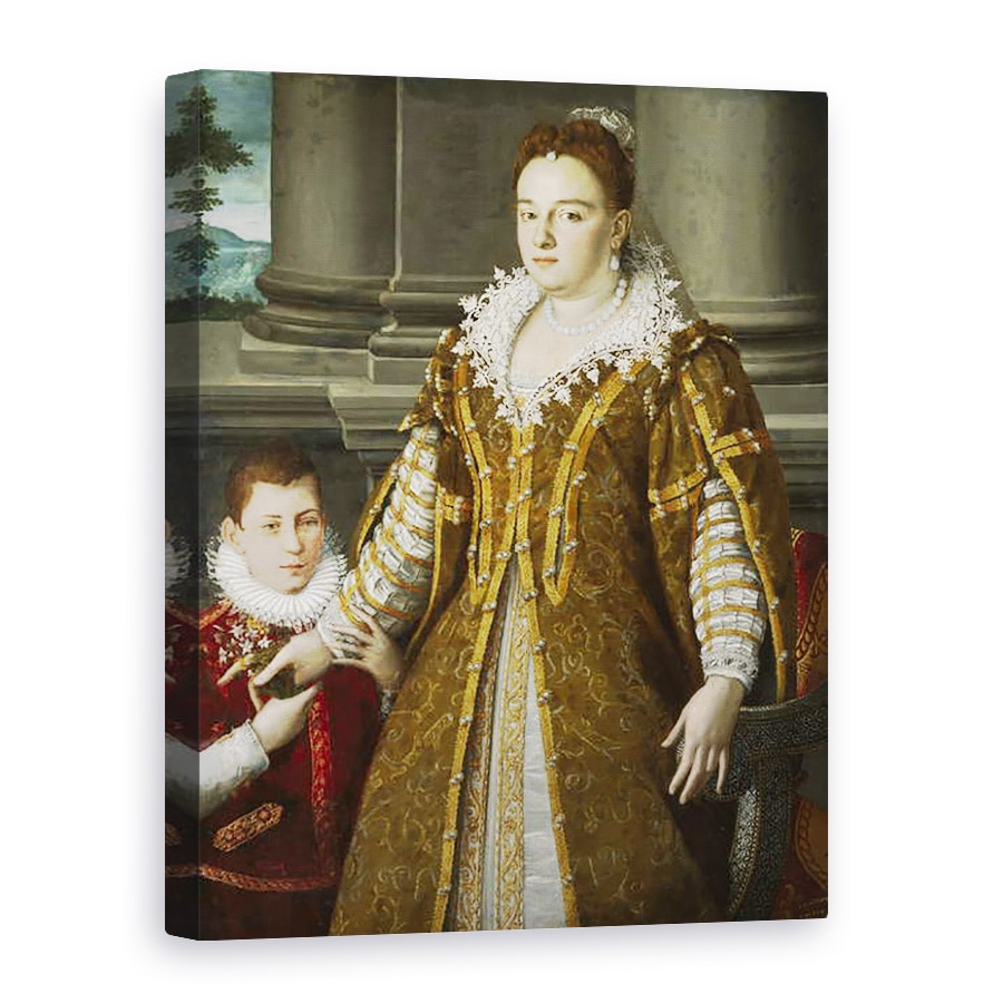 Tablou canvas - Alessandro Allori - Portret De Mare Ducesa Bianca Capello de Medici cu Fiul ei, 75 x 100 cm
