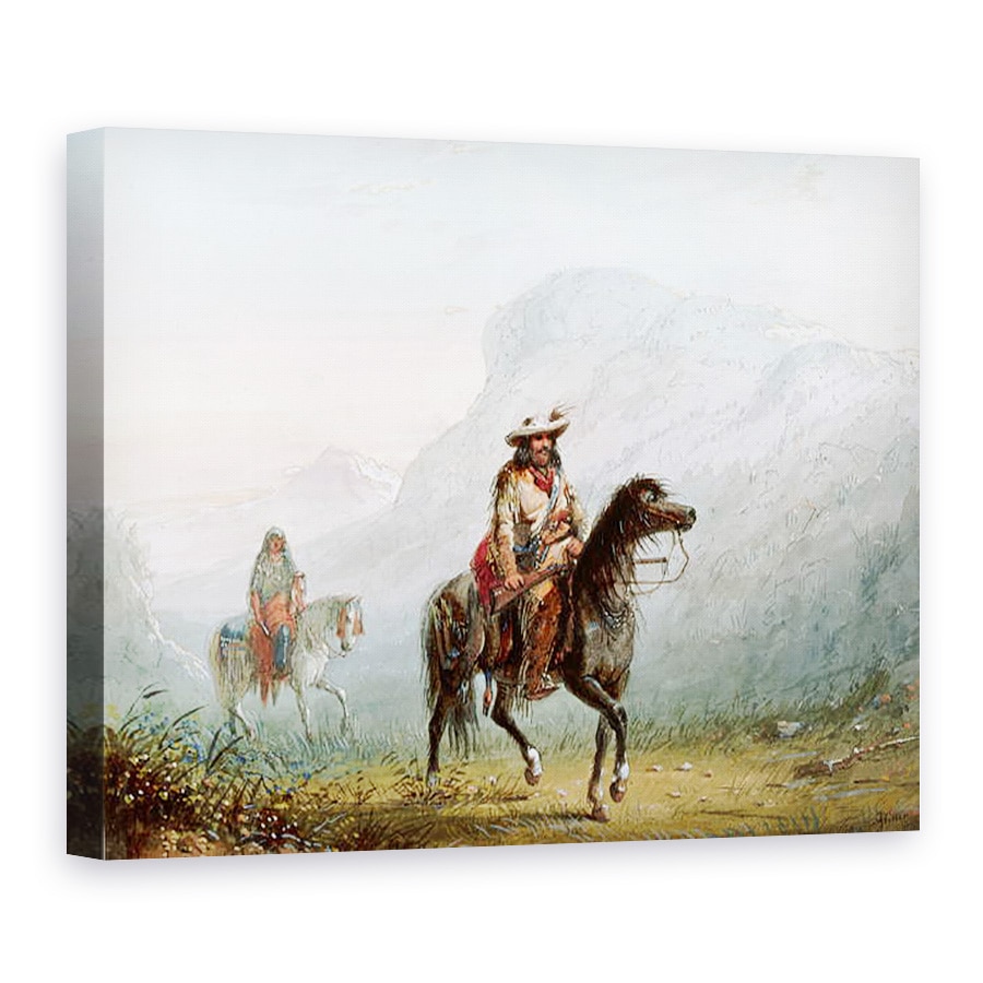 Tablou canvas - Alfred Jacob Miller - Burghez Walker si indianca lui, 75 x 100 cm