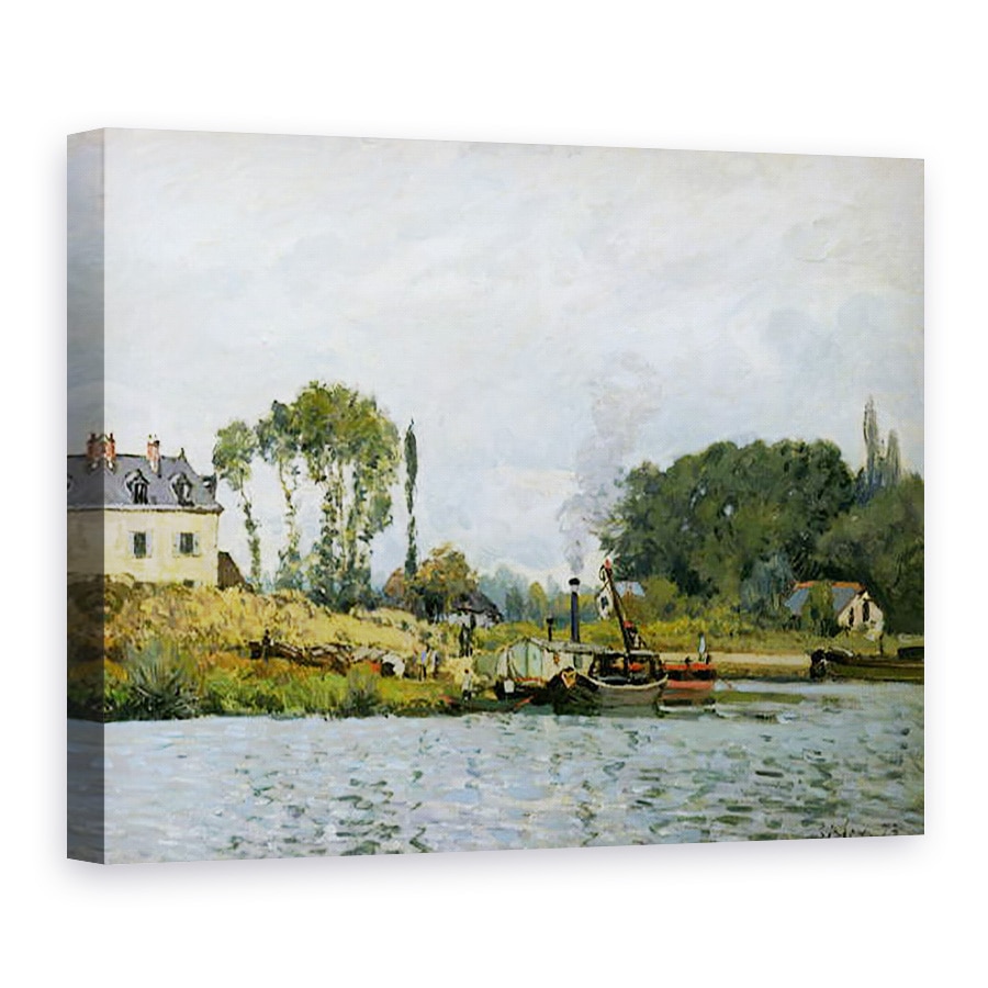 Tablou canvas - Alfred Sisley - Barci la incuietoarea de la Bougival, 75 x 100 cm