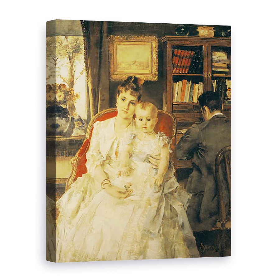 Tablou canvas - Alfred Emile Stevens - Toata fericirea Scena de familie c.1880, 75 x 100 cm