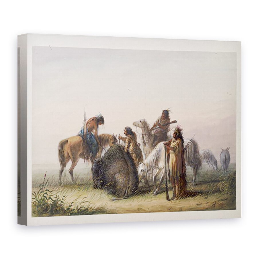 Tablou canvas - Alfred Jacob Miller - Furnizarea taberei cu carne de bivol, 75 x 100 cm