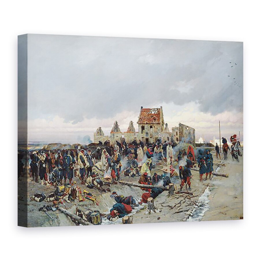 Tablou canvas - Alphonse Marie de Neuville - Bivouac la Le Bourget dupa batalia de la 21 decembrie 1870, 75 x 100 cm