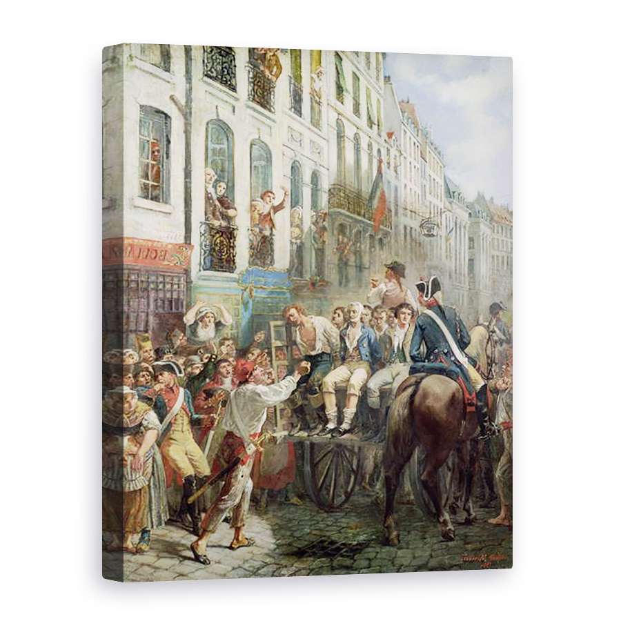 Tablou canvas - Alfred Mouillard - Robespierre 1758-94 si Saint-Just 1767-94 plecand spre ghilotina, 28 iulie 1794, 75 x 100 cm