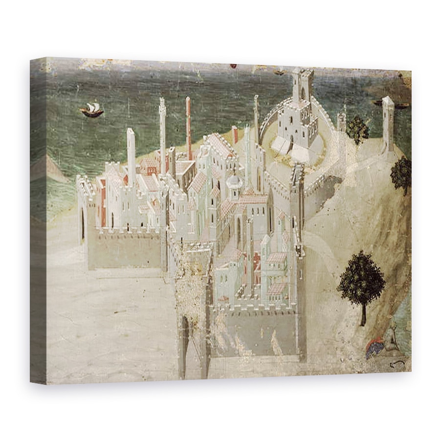 Tablou canvas - Ambrogio Lorenzetti - Vedere spre un oras de coasta, 75 x 100 cm