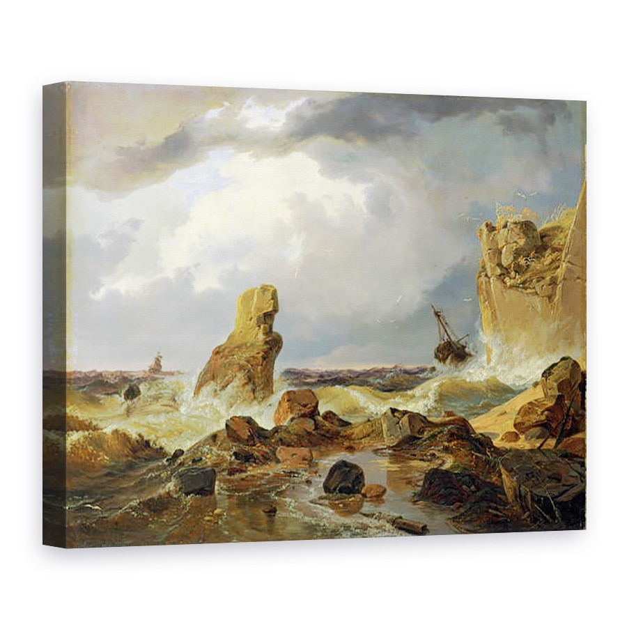 Tablou canvas - Andreas Achenbach - Surf pe o coasta stancoasa, 75 x 100 cm