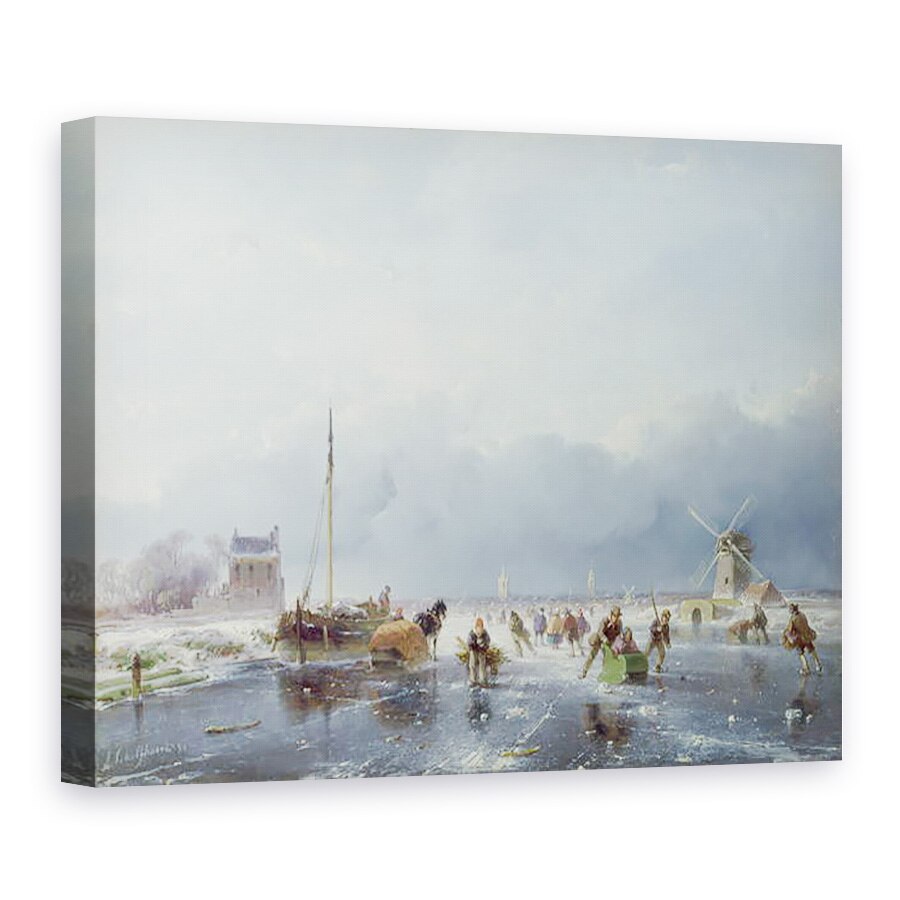 Tablou canvas - Andreas Schelfhout - Scena inghetata, 75 x 100 cm