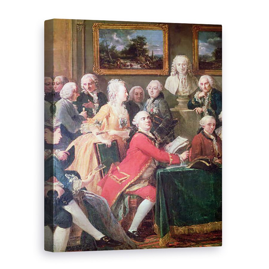 Tablou canvas - Anicet-Charles Lemonnier - O serata la casa doamnei Geoffrin detaliu al lui Lekain si domnisoarei Clairon, 75 x 100 cm