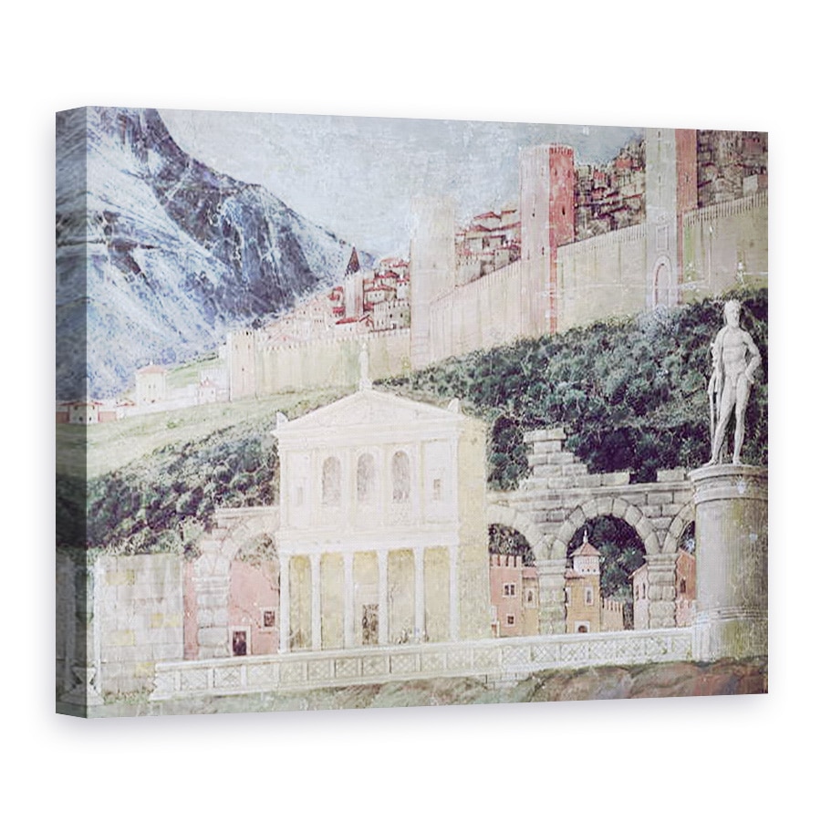 Tablou canvas - Andrea Mantegna - Sosirea Cardinalului Francesco Gonzaga, detalii ale fundalului aratand o viziune idealizata asupra Romei, 75 x 100 cm