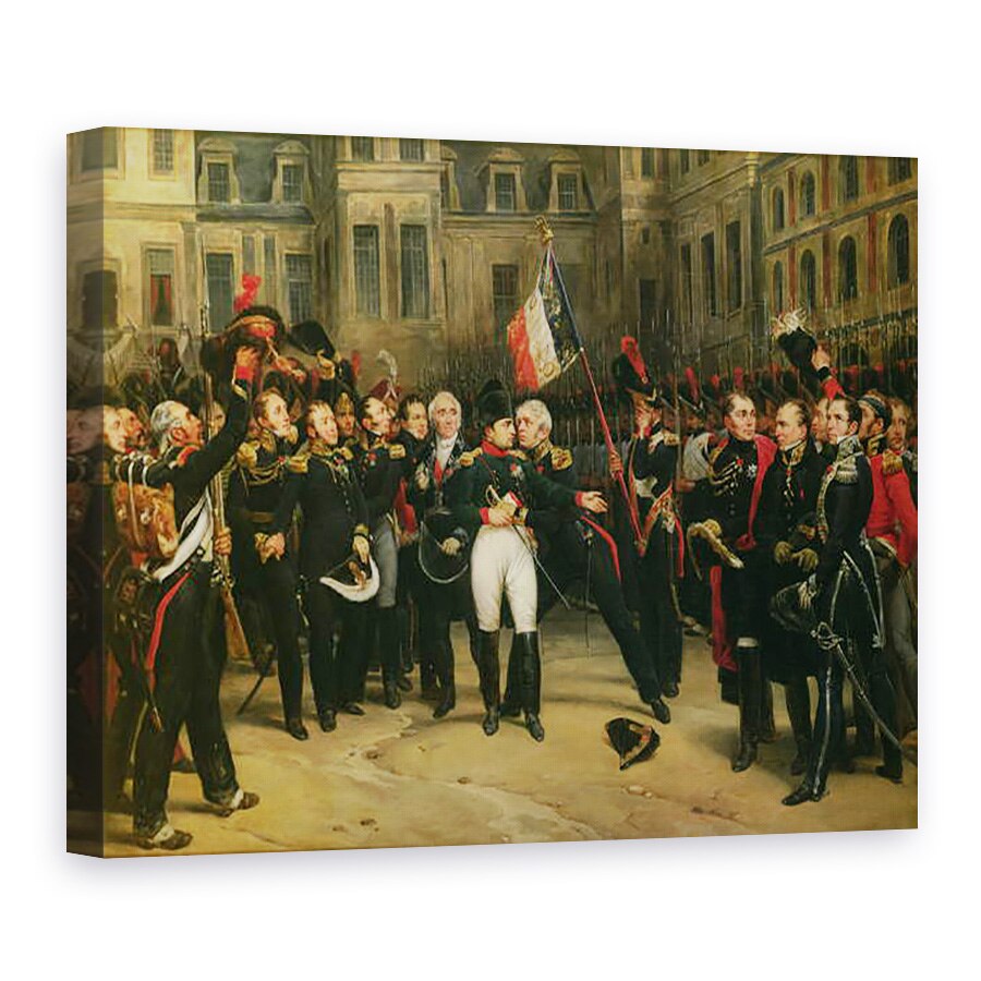 Tablou canvas - Antoine Alphonse Montfort - Napoleon I 1769-1821 Luand ramas bun de la Garda Imperiala in curtea Cheval-Blanc de la Chateau de Fontainebleau, 20 aprilie 1814, 75 x 100 cm