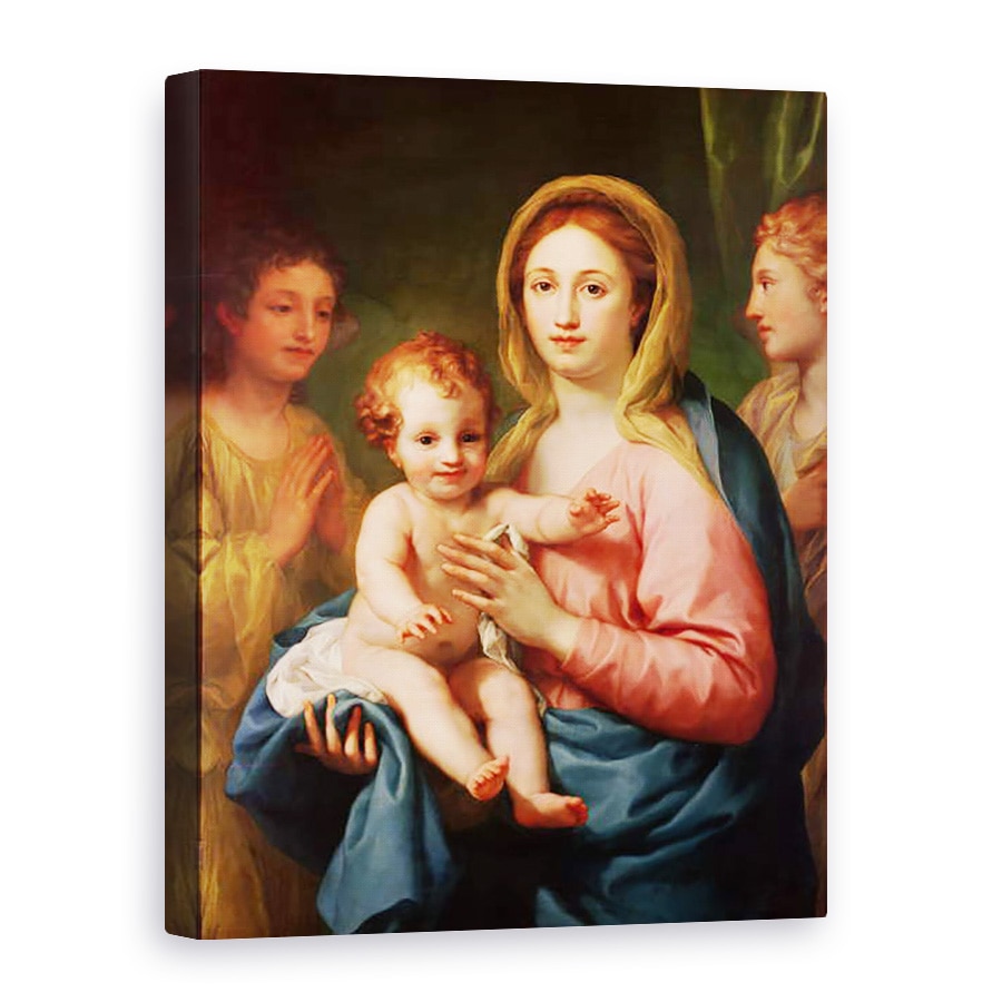 Tablou canvas - Anton Raphael Mengs - Madonna si copilul cu doi ingeri, 75 x 100 cm