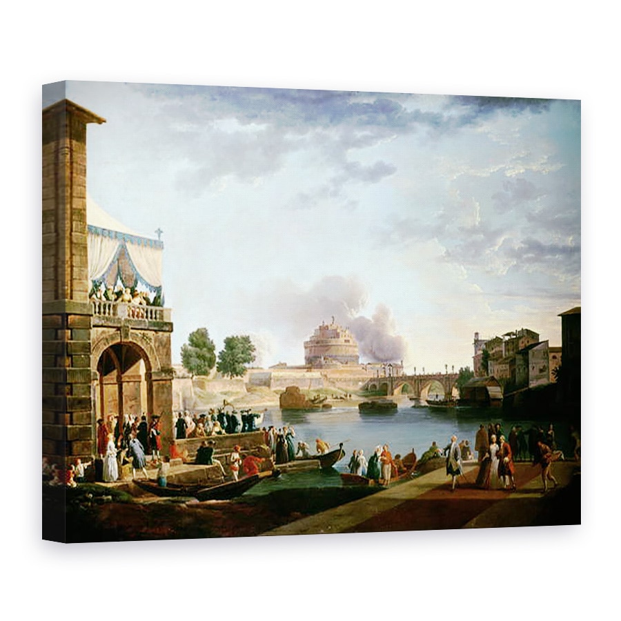 Tablou canvas - Antonio Joli - Alegerea Papei cu Castelul Sfantul Angelo, 75 x 100 cm