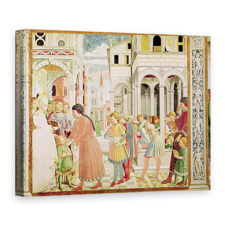 Tablou canvas - Benozzo di Lese di Sandro Gozzoli - Sfantul Augustin este condus de parintii sai la scoala din Tagaste, din viata Sfantului Augustin, 60 x 80 cm
