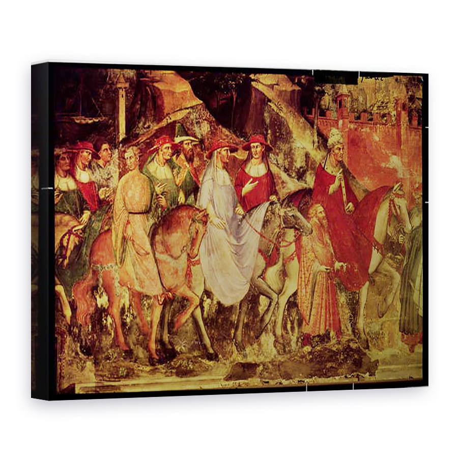 Tablou canvas - Aretino Luca Spinello - Istoria Papei Alexandru al III-lea 1105-81, Intrarea Papei si a imparatului Frederic Barbarossa c.1123-90 in Roma, 75 x 100 cm